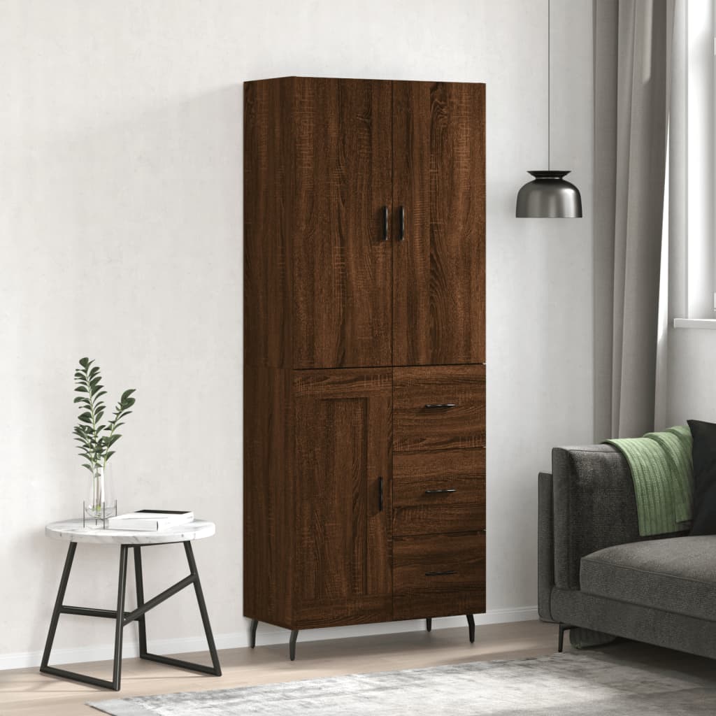 vidaXL Highboard Brown Oak 69.5x34x180 cm Engineered Wood