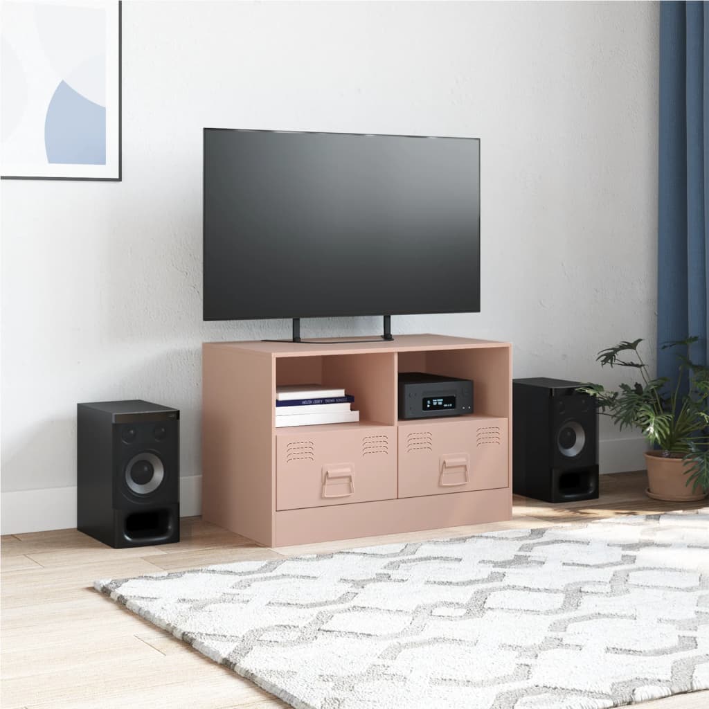 vidaXL TV Cabinet Pink 67x39x44 cm Steel