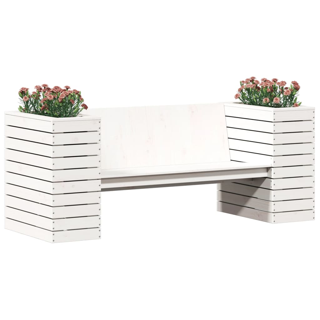 vidaXL Planter Bench White 167.5x60x65 cm Solid Wood Pine