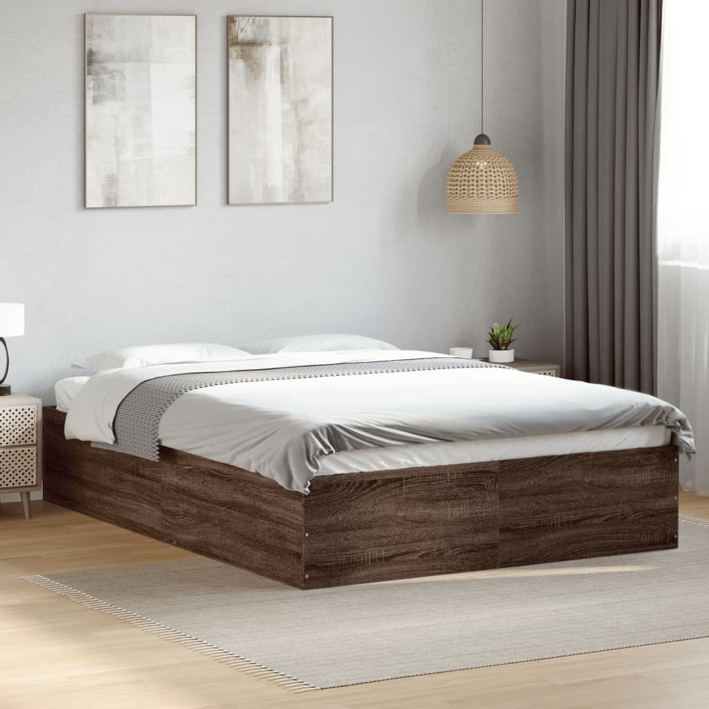 vidaXL Bed Frame without Mattress Brown Oak 120x200 cm