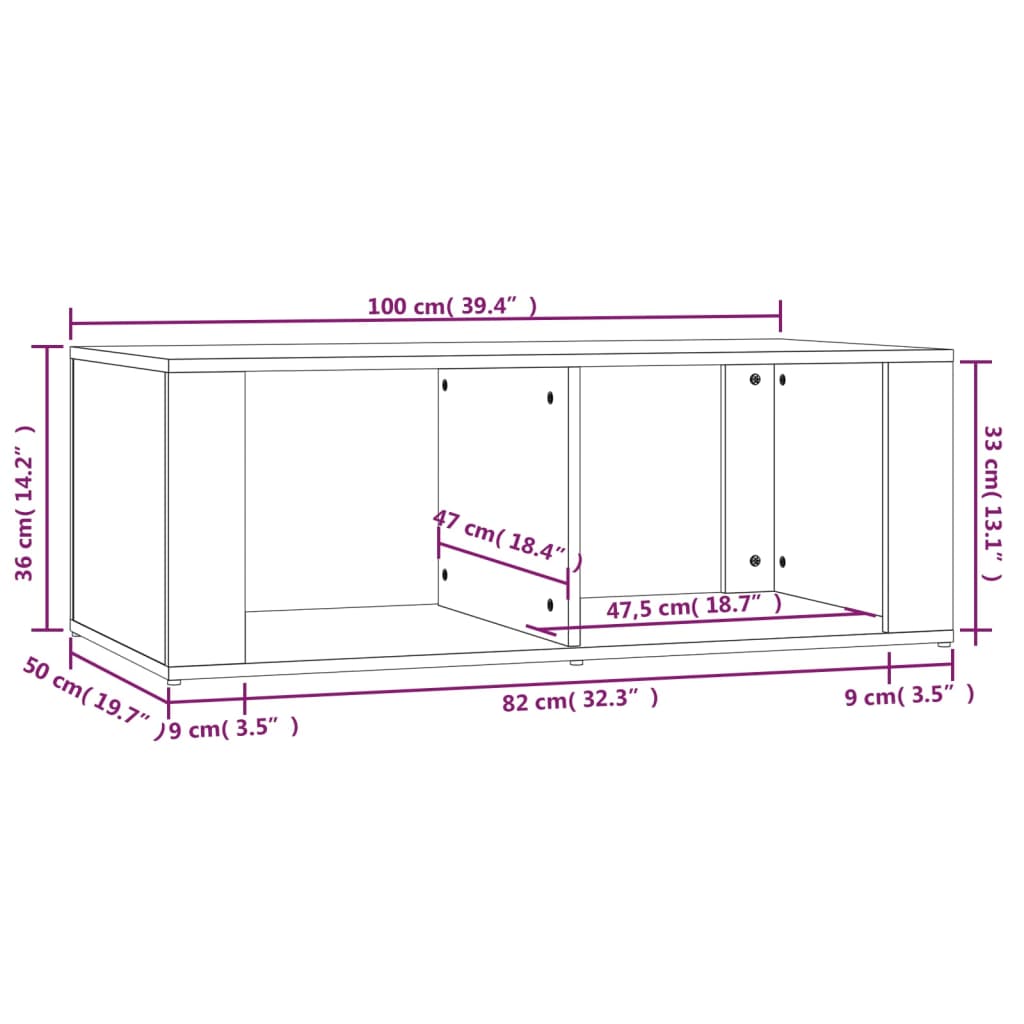 vidaXL Coffee Table Brown Oak 100x50x36 cm Engineered Wood