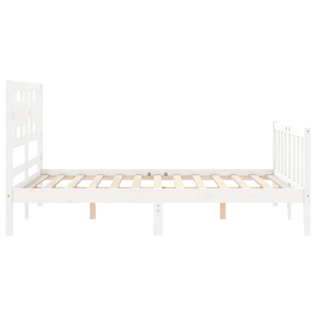 vidaXL Bed Frame without Mattress White Double Solid Wood Pine