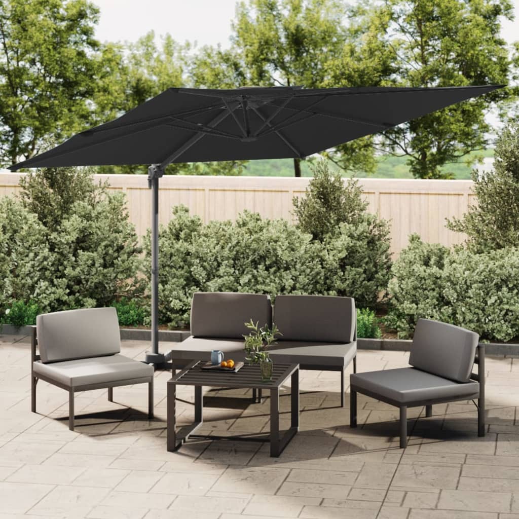 vidaXL Double Top Cantilever Garden Parasol Black 400x300 cm