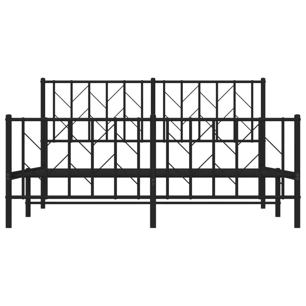 vidaXL Metal Bed Frame without Mattress with Footboard Black 150x200 cm King Size