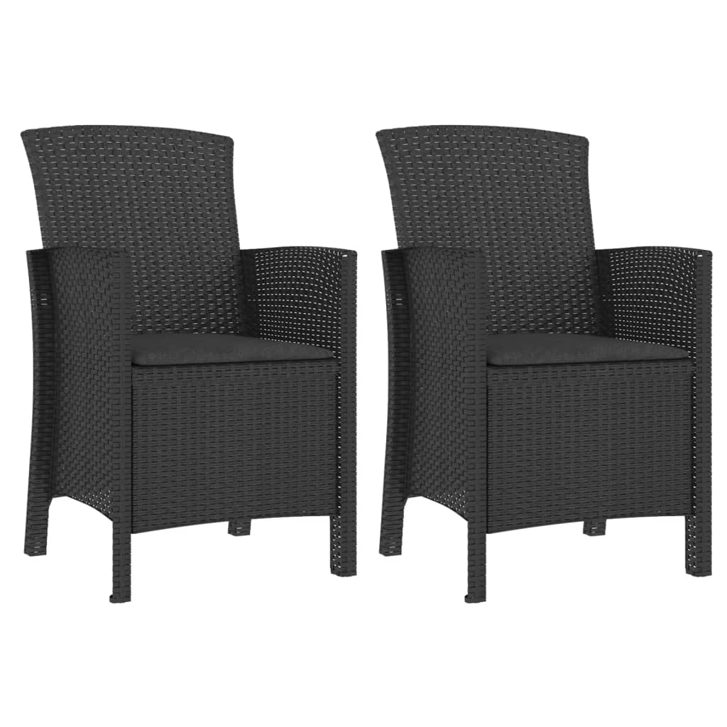 vidaXL Garden Chairs 2 pcs with Cushions PP Rattan Graphite