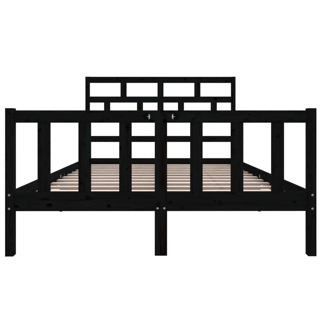 vidaXL Bed Frame without Mattress Black Solid Wood 120x200 cm (810081+814188)