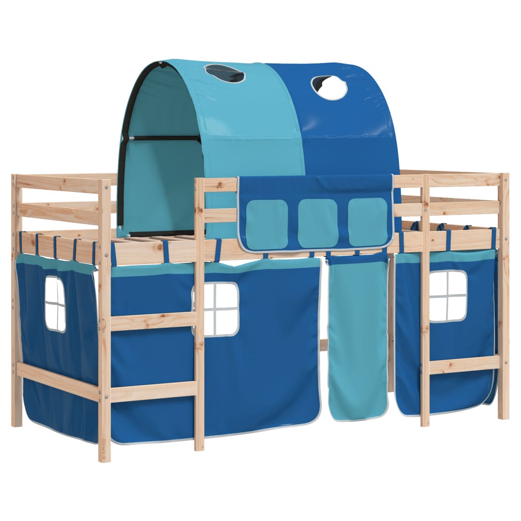 vidaXL Kids' Loft Bed with Tunnel without Mattress Blue 80x200 cm