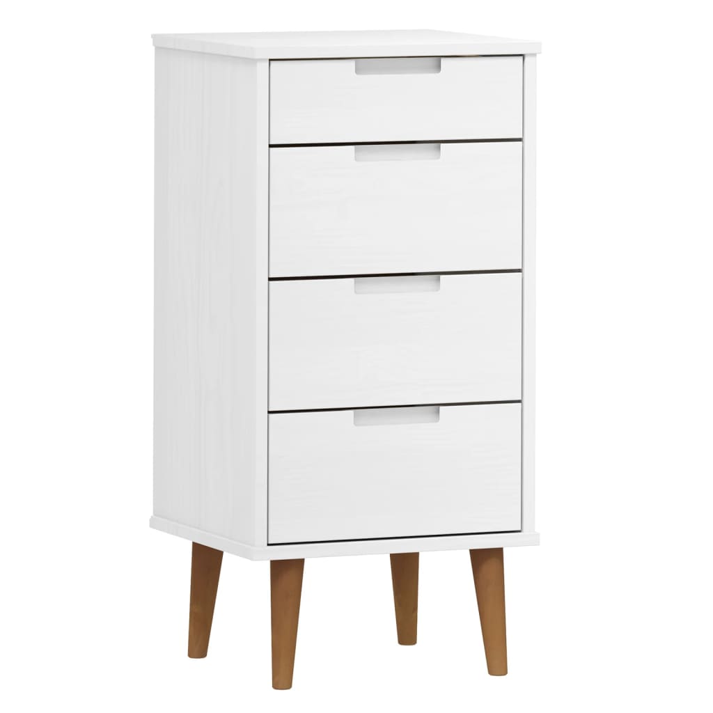 vidaXL Drawer Cabinet MOLDE White 40x35x82 cm Solid Wood Pine