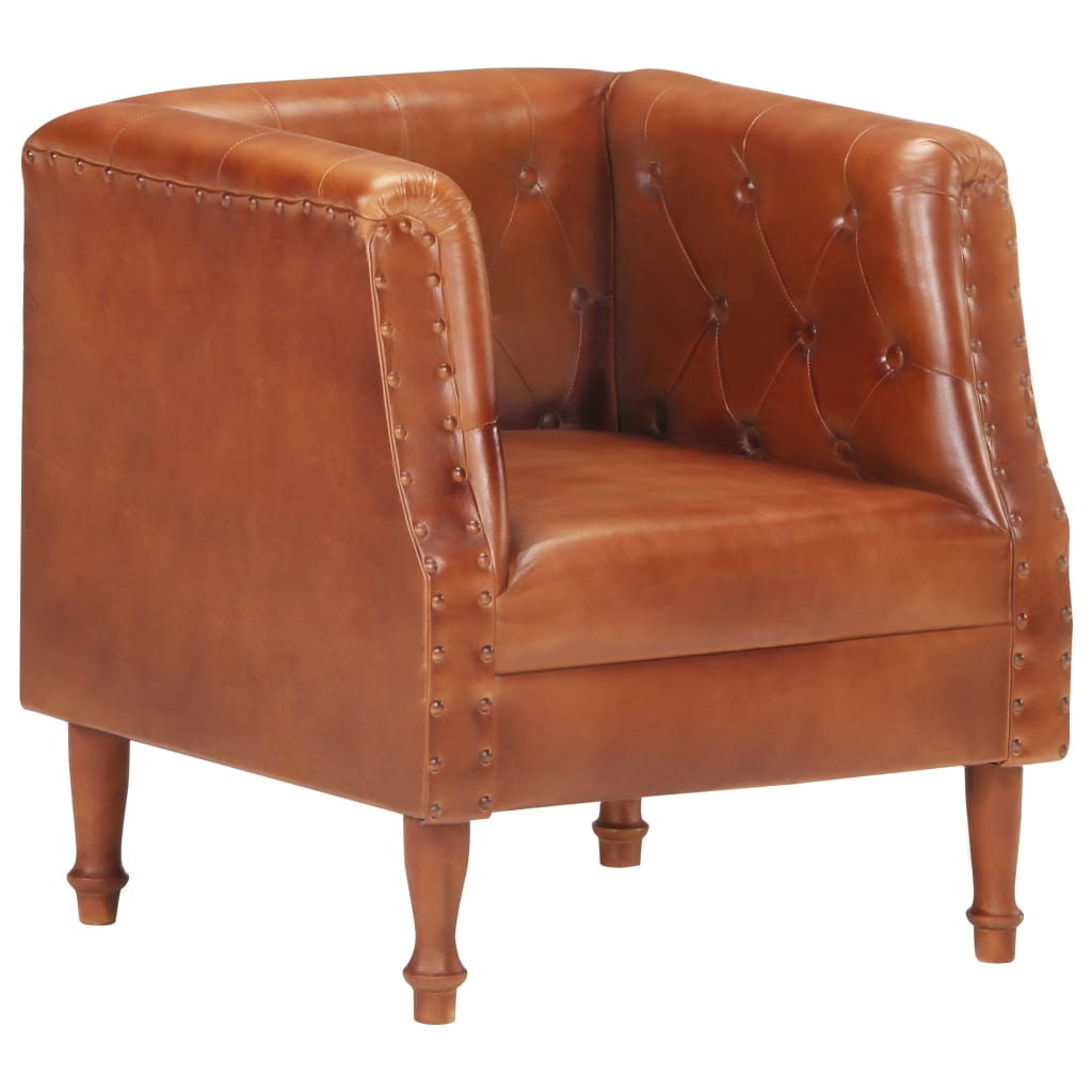 vidaXL Armchair Brown Real Leather