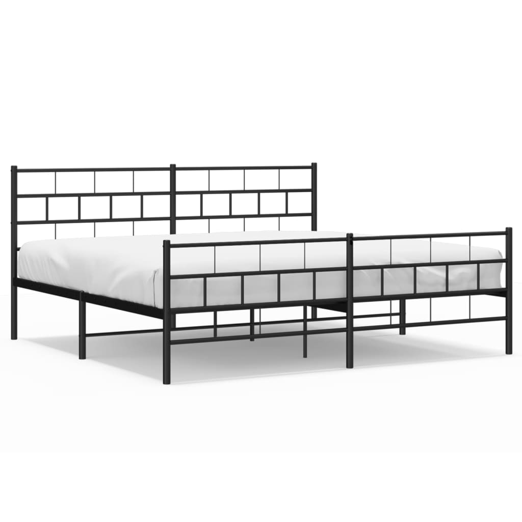 vidaXL Metal Bed Frame without Mattress with Footboard Black 183x213 cm