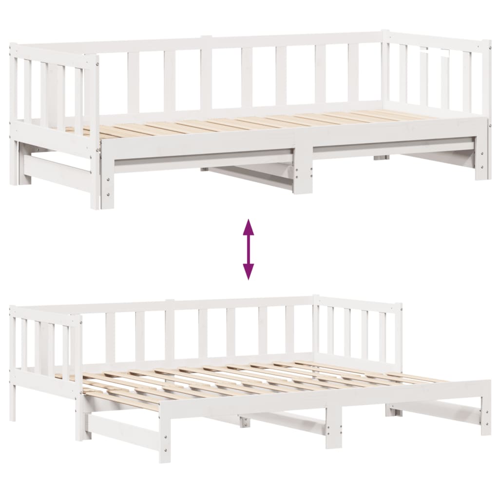 vidaXL Daybed with Trundle and Drawers without Mattress White 80x200 cm