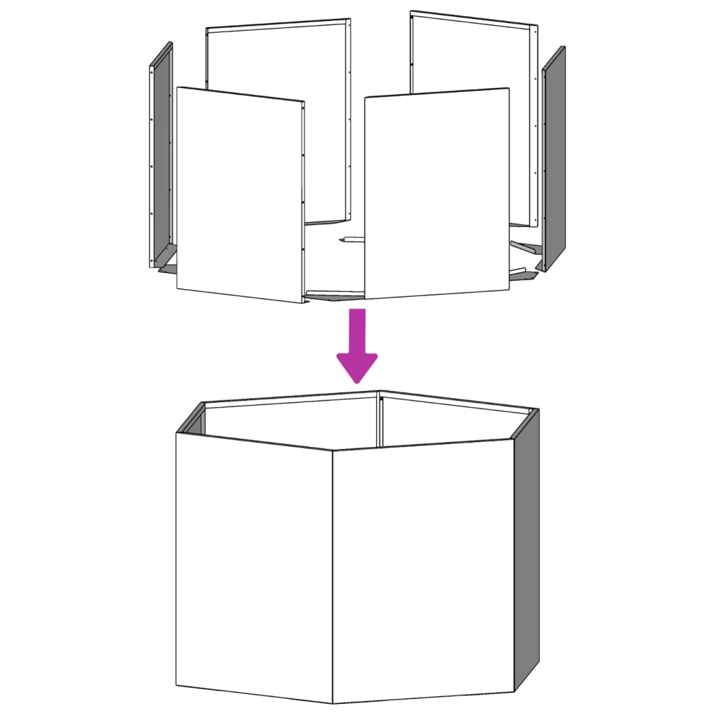 vidaXL Garden Planter Hexagon 104x90x45 cm Stainless Steel