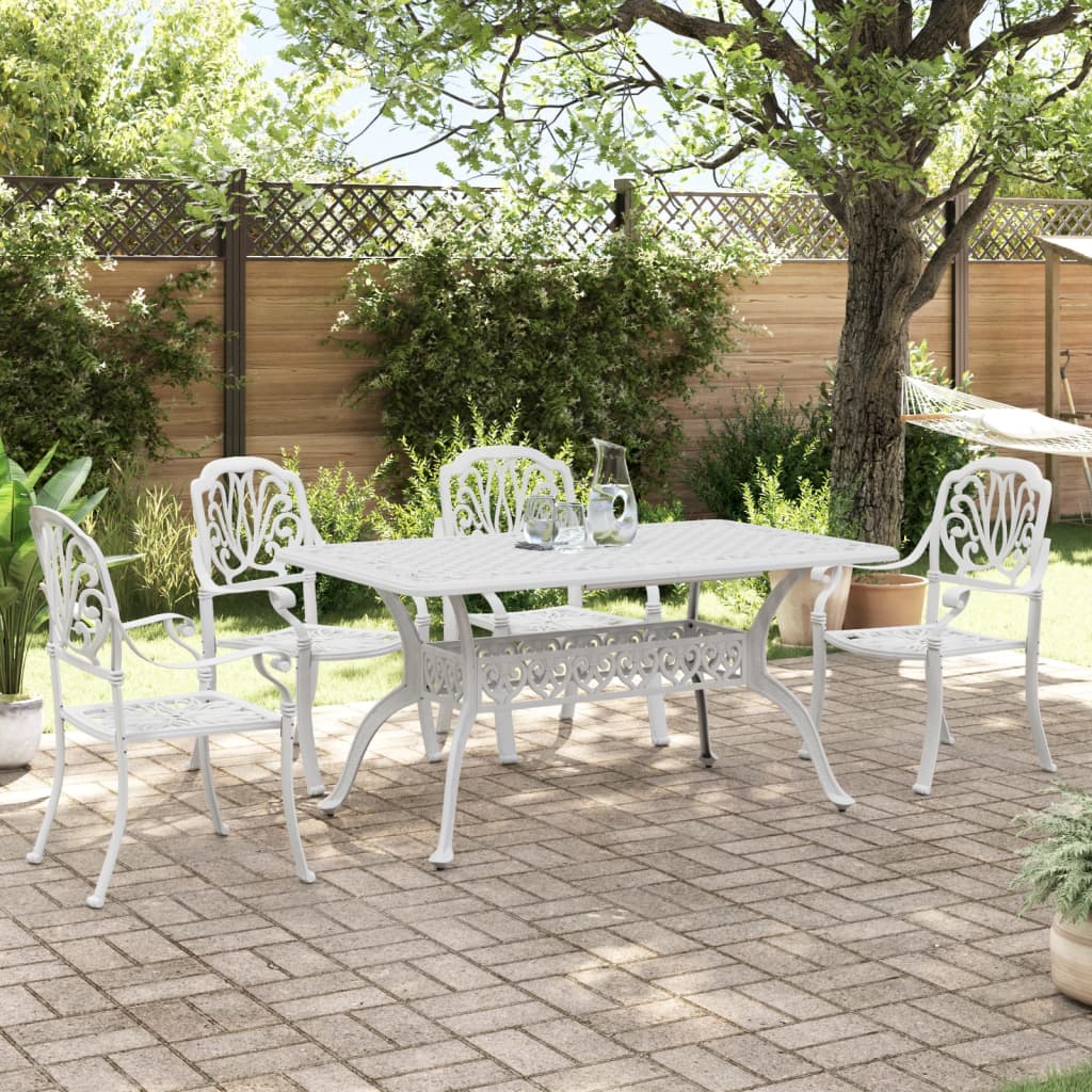 vidaXL 5 Piece Garden Dining Set White Cast Aluminium