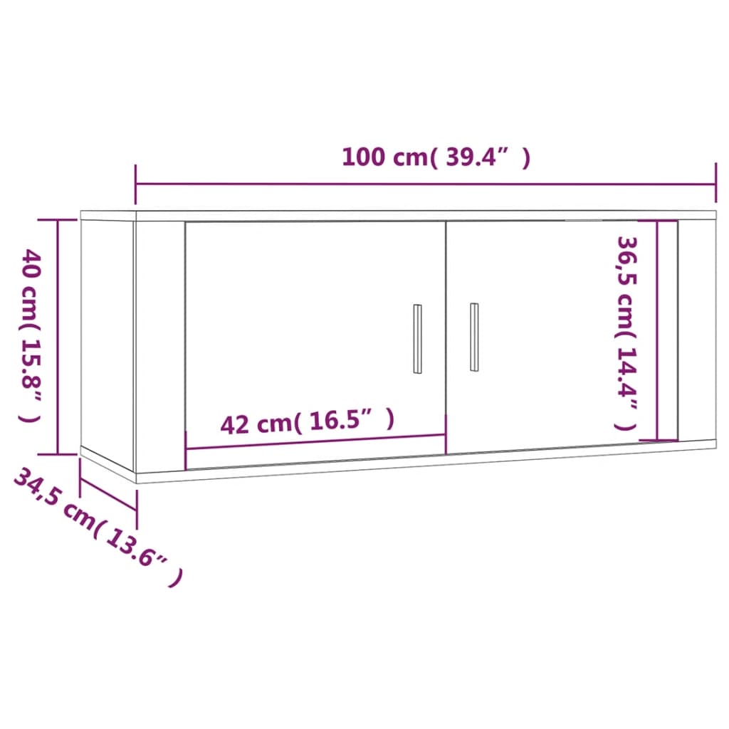 vidaXL Wall-mounted TV Cabinets 3 pcs Smoked Oak 100x34.5x40 cm