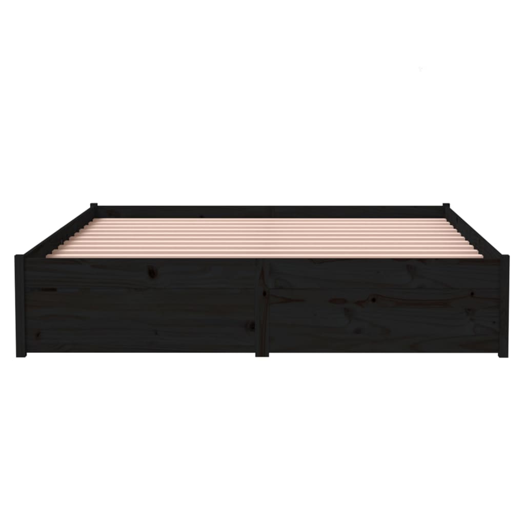 vidaXL Bed Frame without Mattress Black Solid Wood 140x200 cm