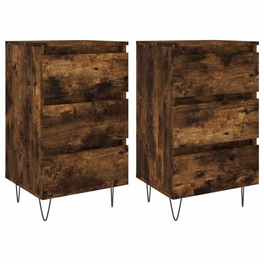 vidaXL Bedside Cabinets 2 pcs Smoked Oak 40x35x69 cm Engineered Wood