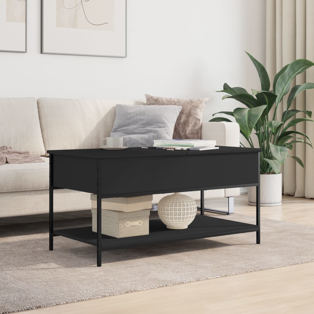 vidaXL Coffee Table Black 100x50x50 cm Engineered Wood and Metal