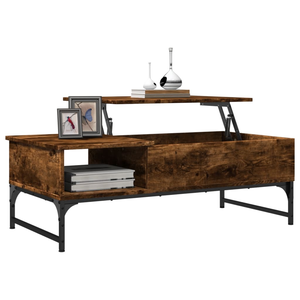 vidaXL Coffee Table Smoked Oak 100x50x35 cm Engineered Wood and Metal