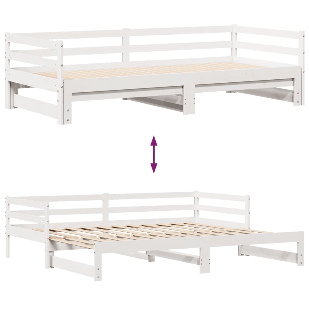 vidaXL Daybed with Trundle and Drawers without Mattress White 90x200 cm