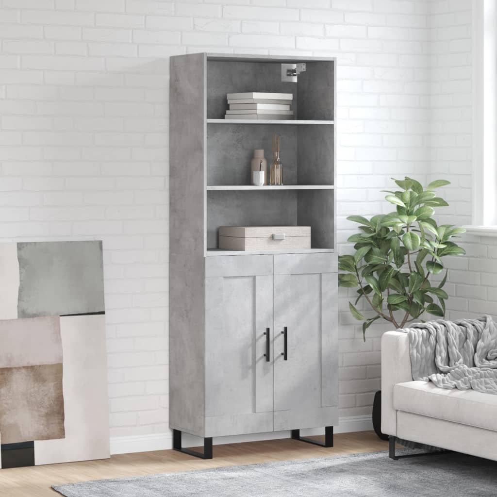 vidaXL Highboard Concrete Grey 69.5x34x180 cm Engineered Wood