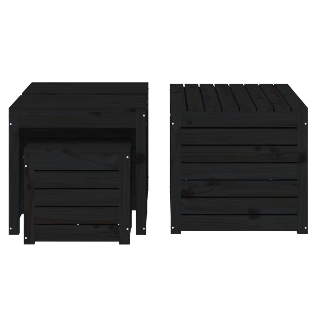 vidaXL 4 Piece Garden Box Set Black Solid Wood Pine