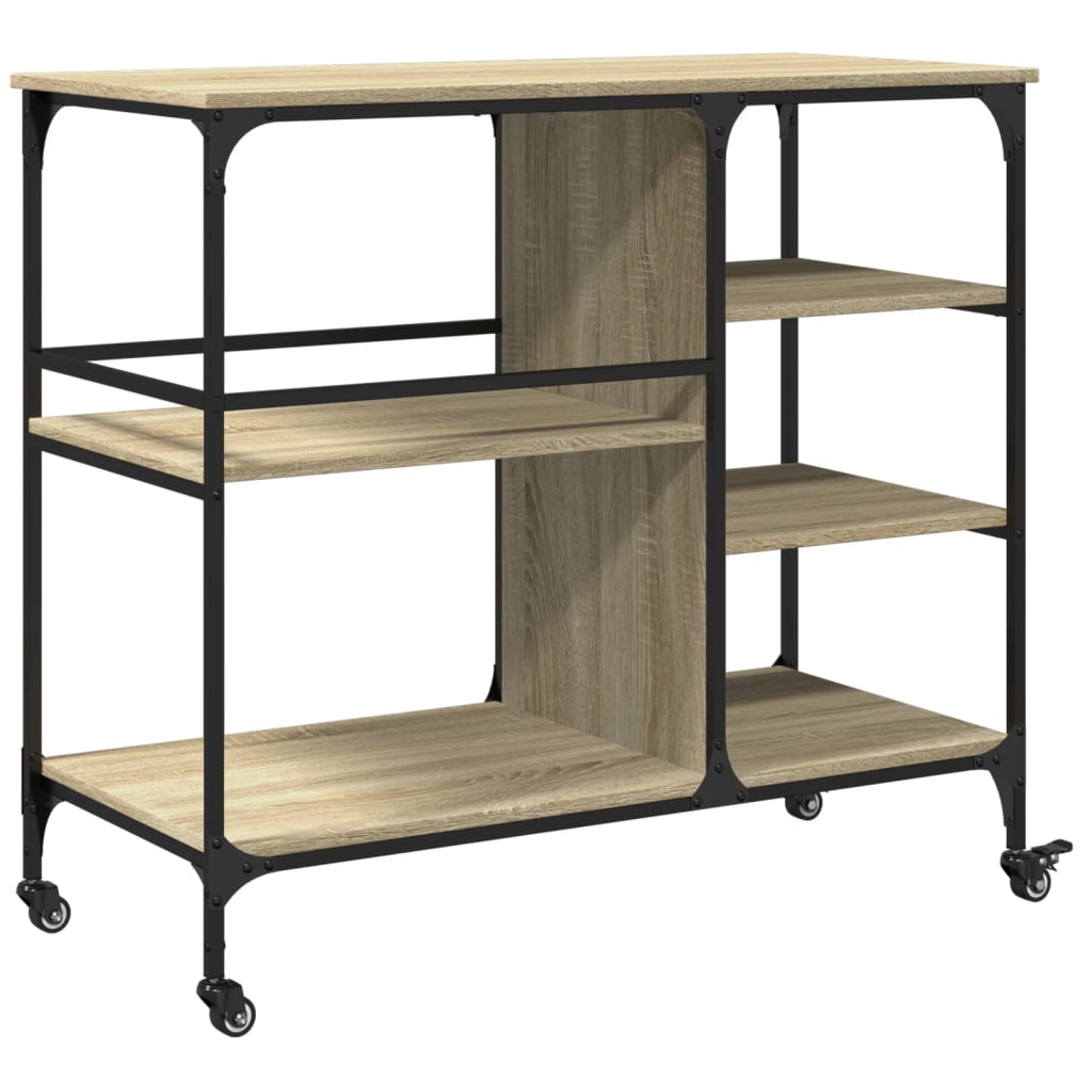 vidaXL Kitchen Trolley Sonoma Oak 100x45x89.5 cm Engineered Wood