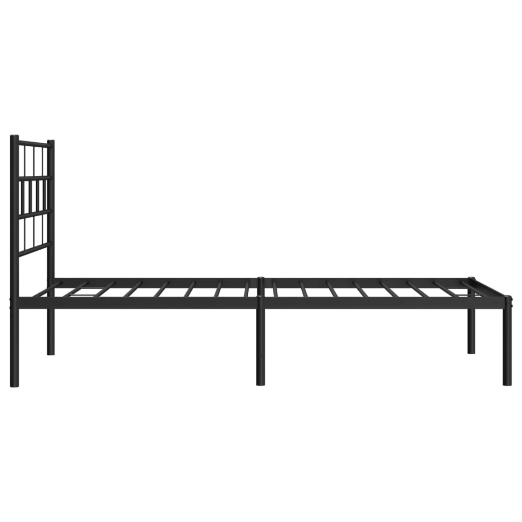 vidaXL Metal Bed Frame without Mattress with Headboard Black 100x190 cm