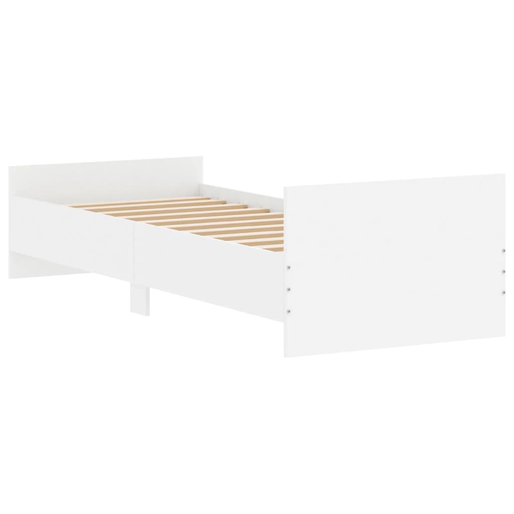 vidaXL Bed Frame without Mattress White 75x190 cm Small Single Engineered Wood