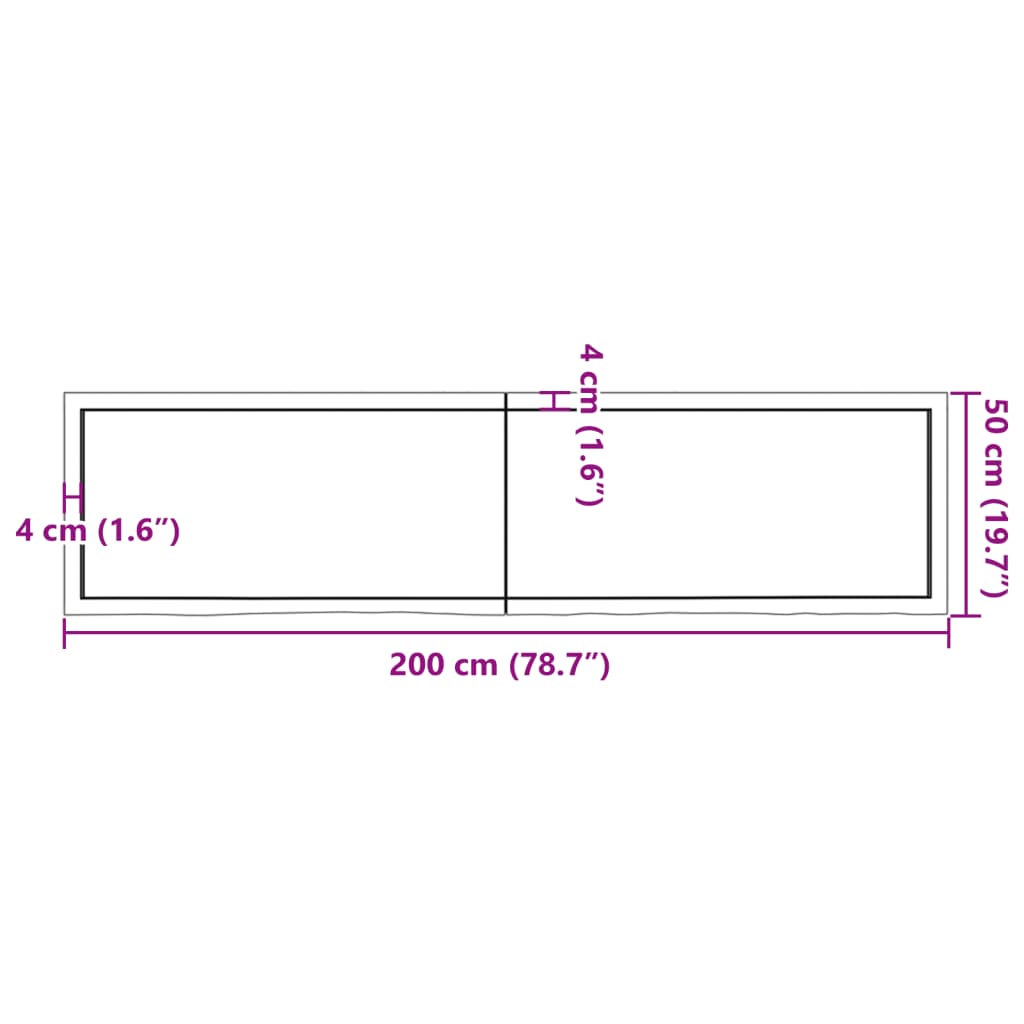 vidaXL Wall Shelf Dark Brown 200x50x(2-6) cm Treated Solid Wood Oak