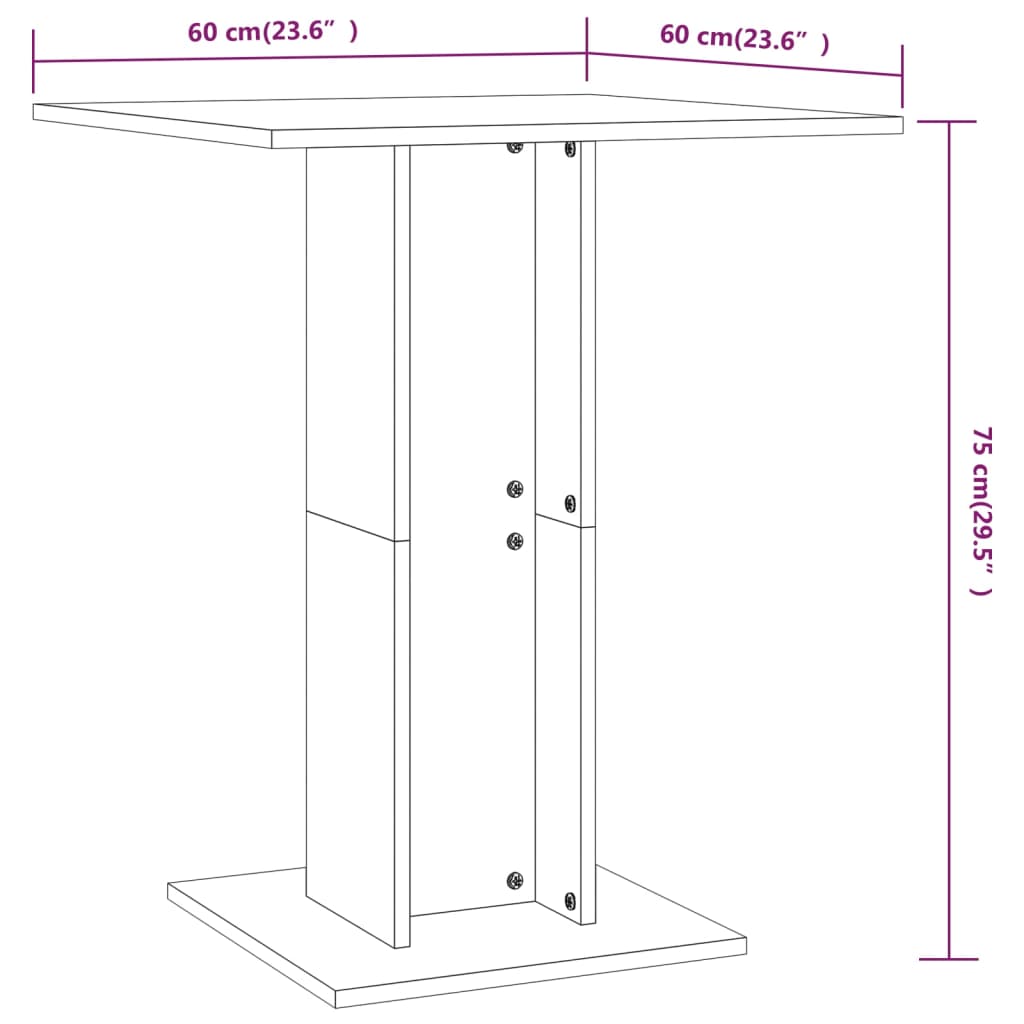 vidaXL Bistro Table Smoked Oak 60x60x75 cm Engineered Wood