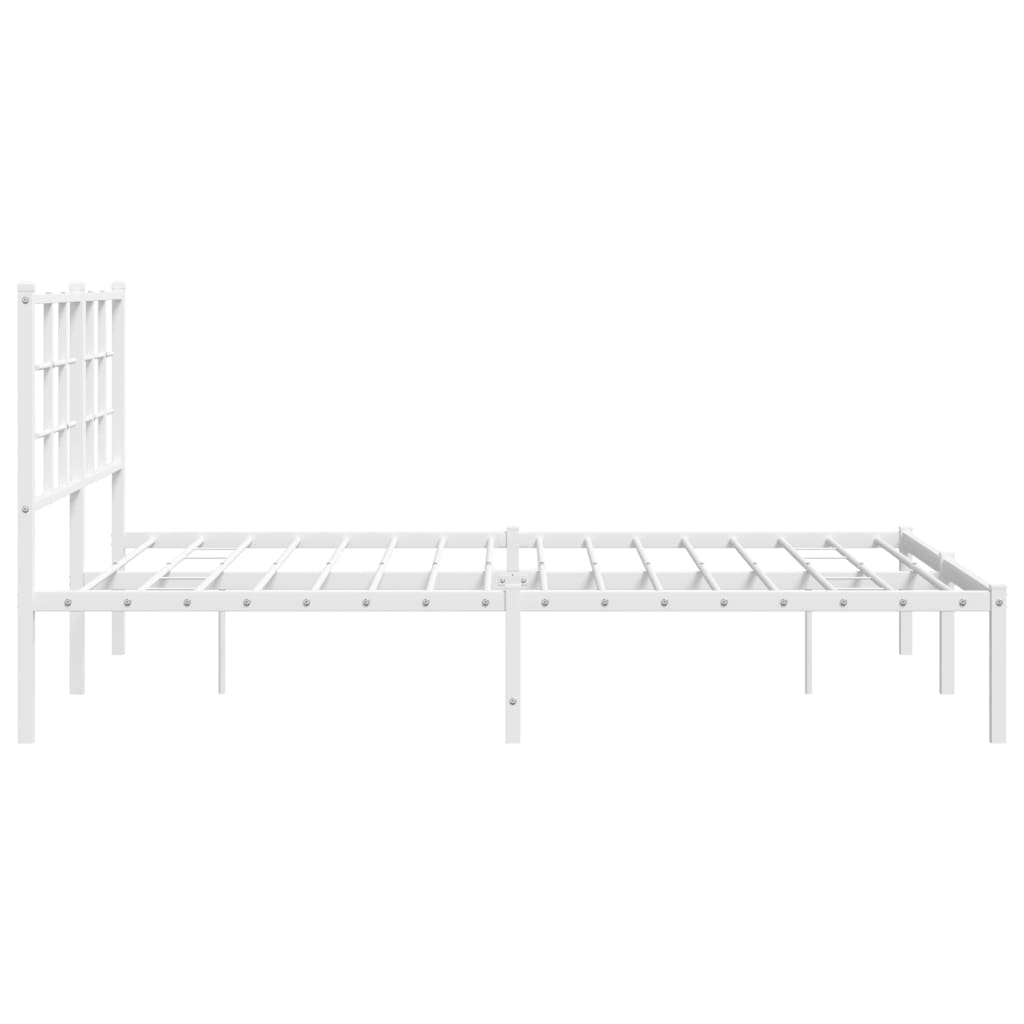 vidaXL Metal Bed Frame without Mattress with Headboard White 135x190 cm Double