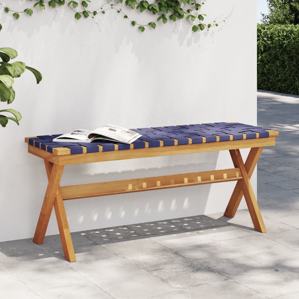 vidaXL Garden Bench Dark Blue Solid Wood Acacia and Fabric