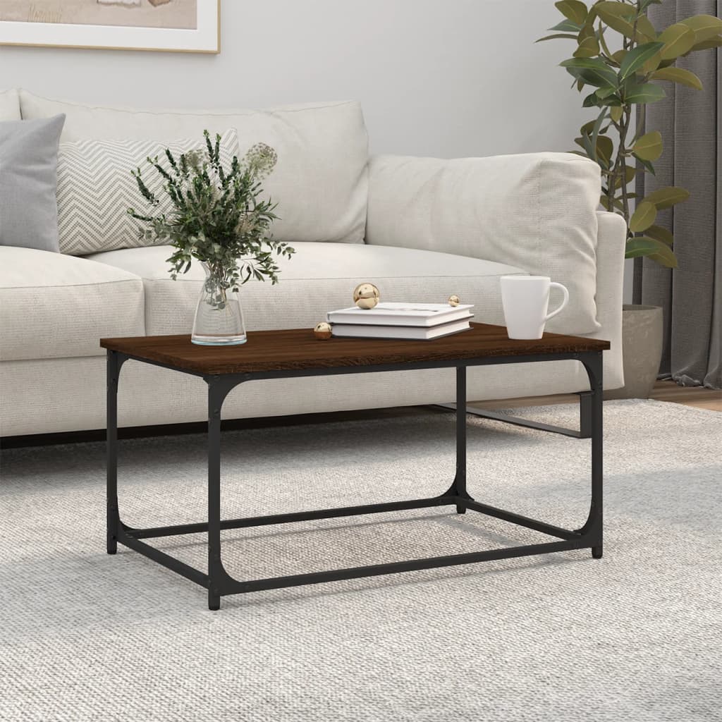 vidaXL Coffee Table Brown Oak 80x50x40 cm Engineered Wood and Iron