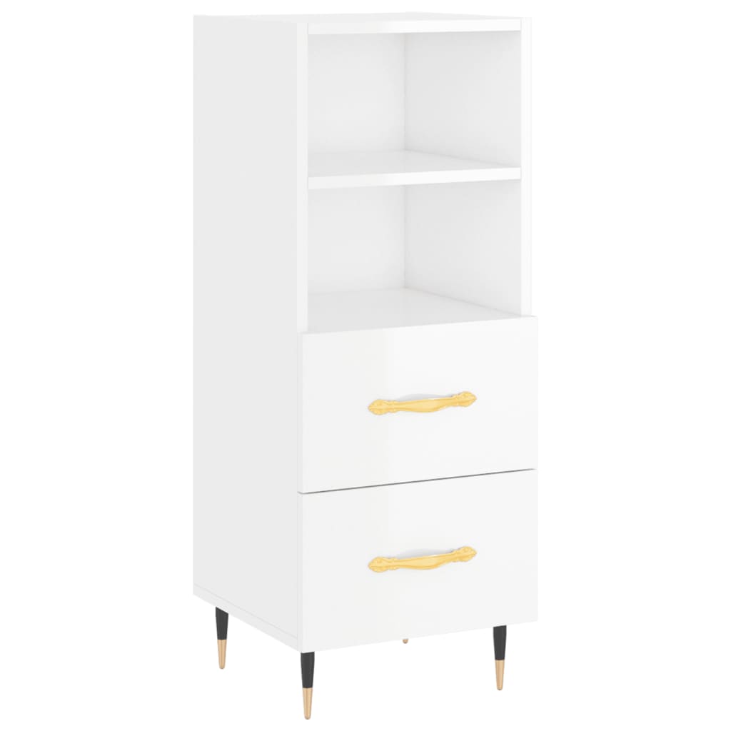 vidaXL Highboard High Gloss White 34.5x34x180 cm Engineered Wood