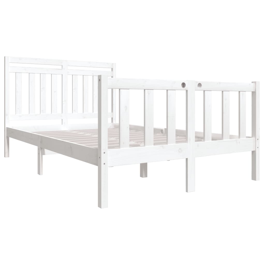 vidaXL Bed Frame without Mattress White Solid Wood 120x200 cm (810078+814085)