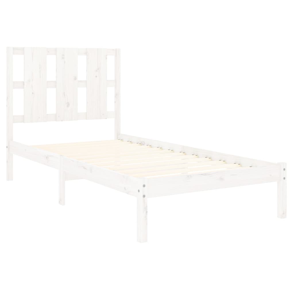 vidaXL Bed Frame without Mattress White 75x190 cm Small Single Solid Wood