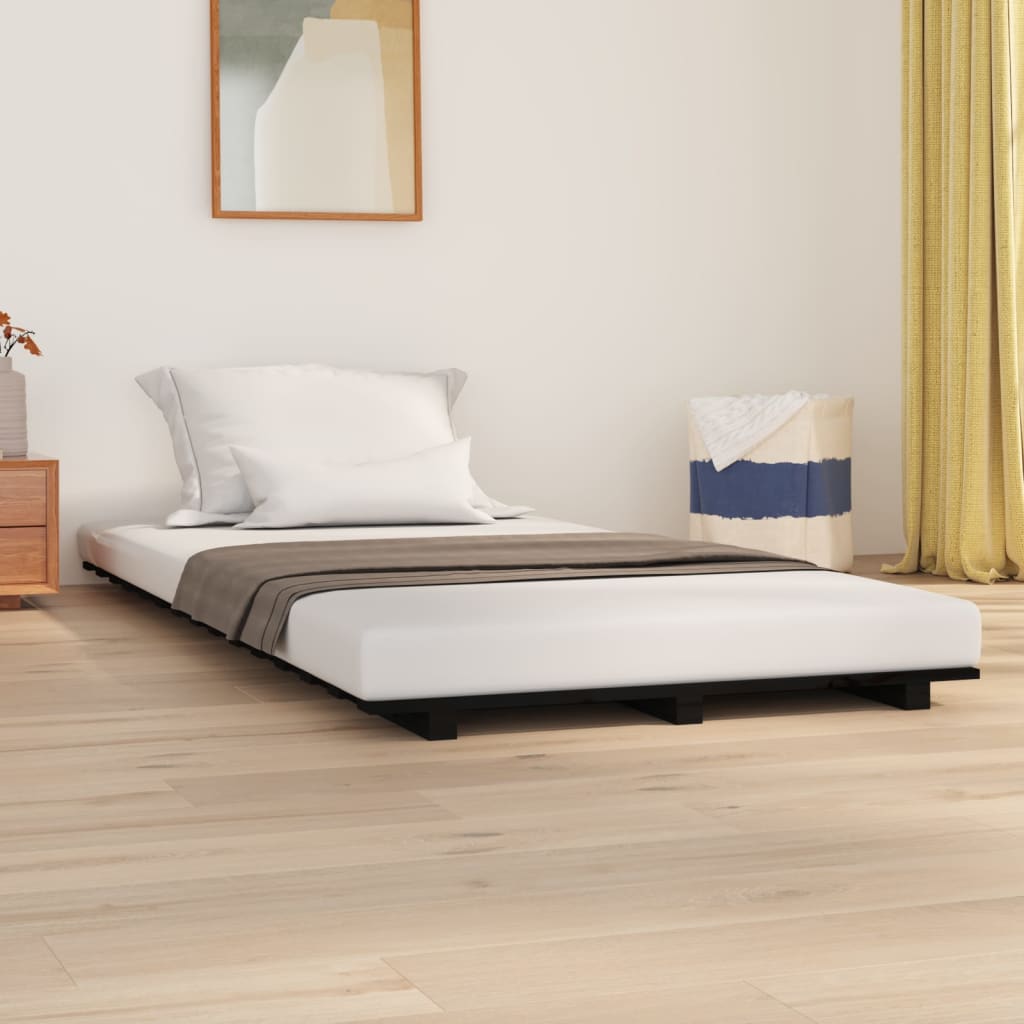 vidaXL Bed Frame without Mattress Black 90x200 cm Solid Wood Pine