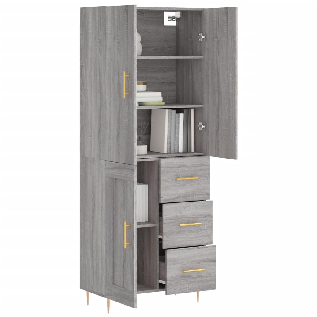 vidaXL Highboard Grey Sonoma 69.5x34x180 cm Engineered Wood