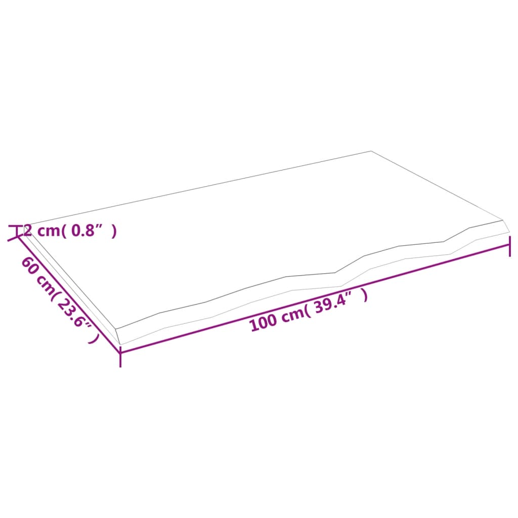 vidaXL Bathroom Countertop 100x60x2 cm Untreated Solid Wood