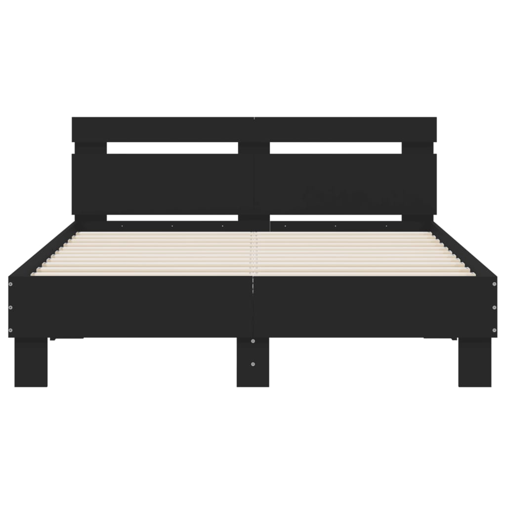 vidaXL Bed Frame with LED without Mattress Black 120x190 cm Small Double