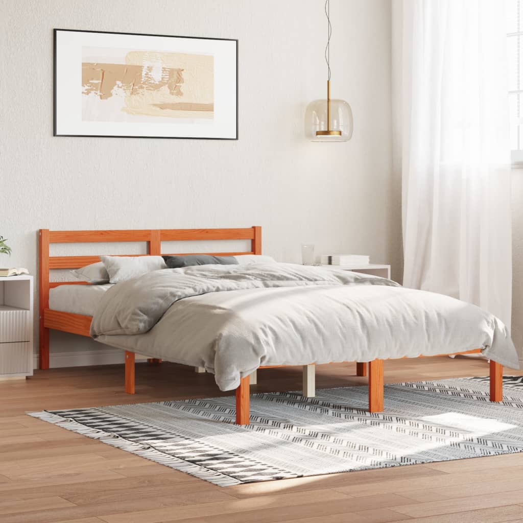 vidaXL Bed Frame without Mattress Wax Brown 120x200 cm Solid Wood Pine