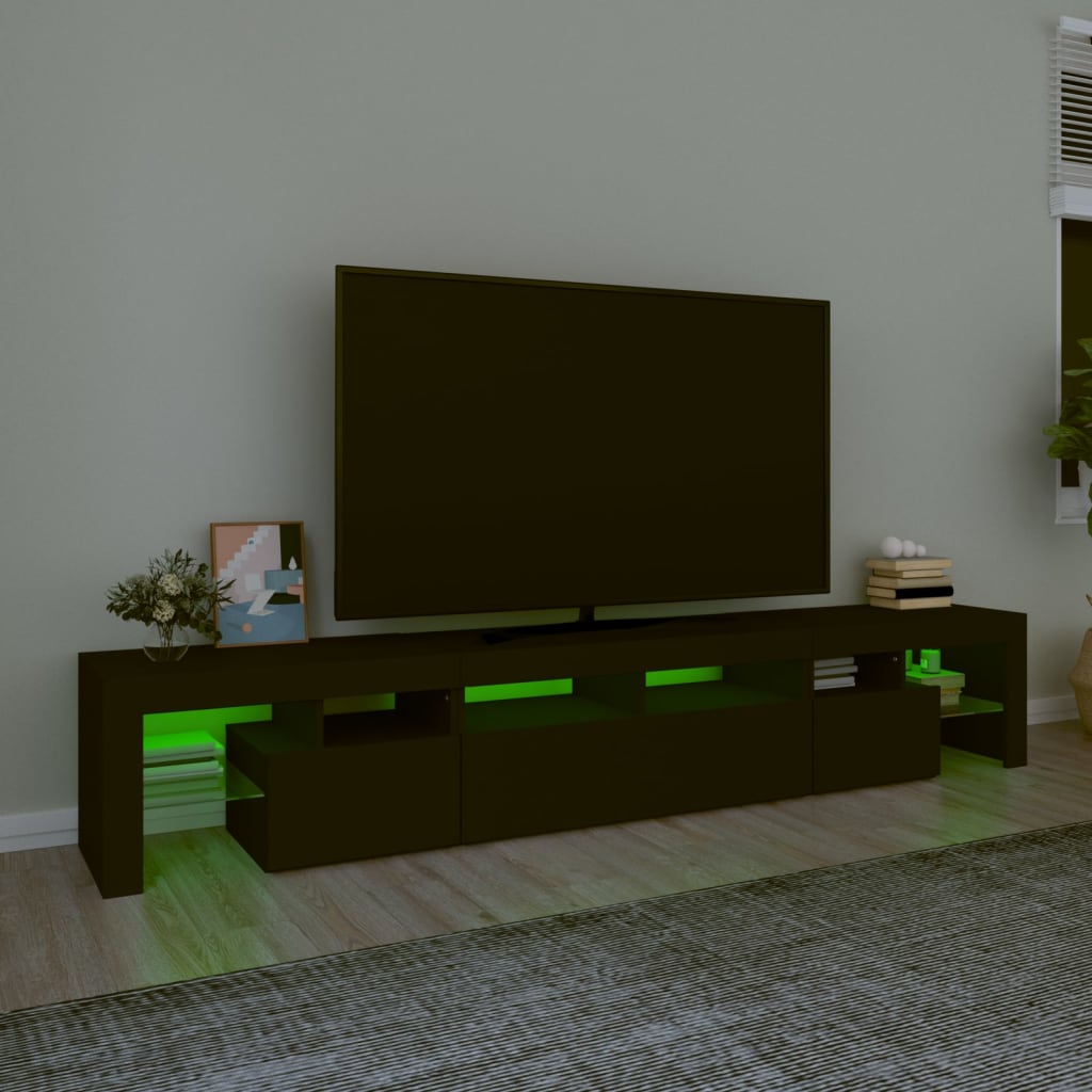 vidaXL TV Cabinet with LED Lights Black 230x36.5x40 cm