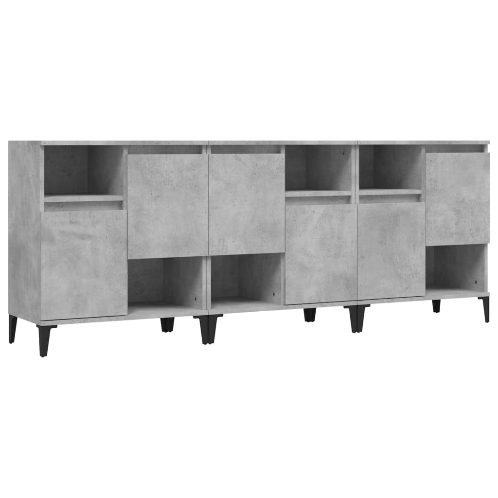 vidaXL Sideboards 3 pcs Concrete Grey 60x35x70 cm Engineered Wood