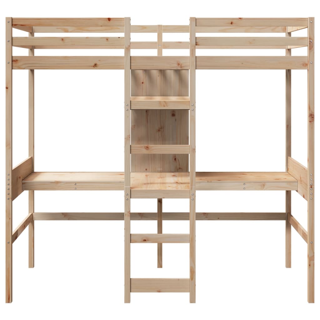 vidaXL Loft Bed Frame without Mattress 75x190cm Solid Wood Pine