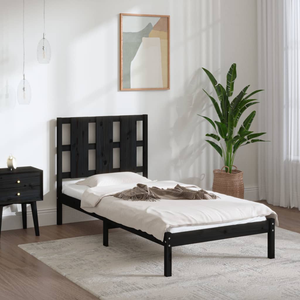 vidaXL Bed Frame without Mattress Black 100x200 cm Solid Wood Pine