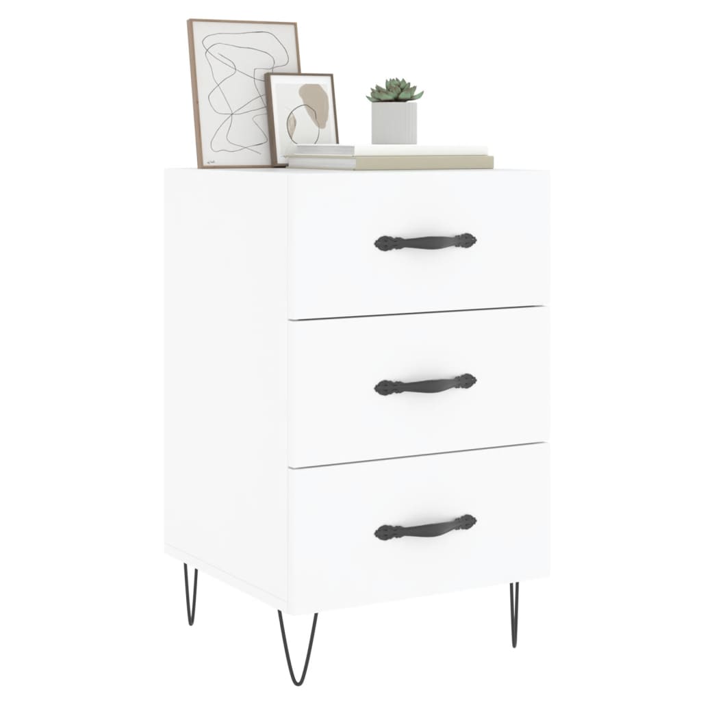 vidaXL Bedside Cabinet White 40x40x66 cm Engineered Wood