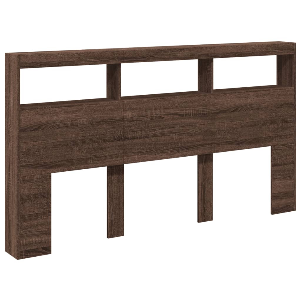 vidaXL Headboard Cabinet with LED Brown Oak 180x17x102 cm