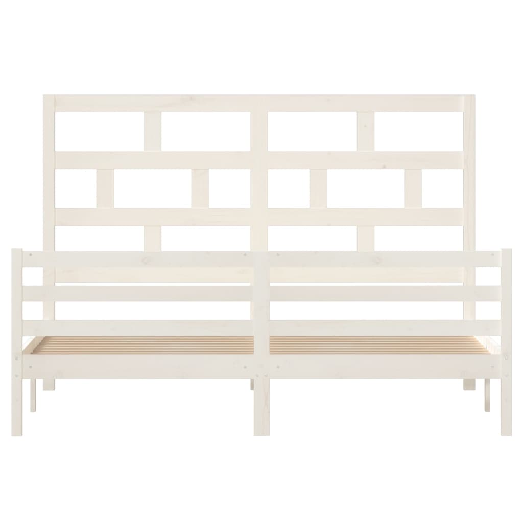 vidaXL Bed Frame without Mattress White Solid Wood Super King Size