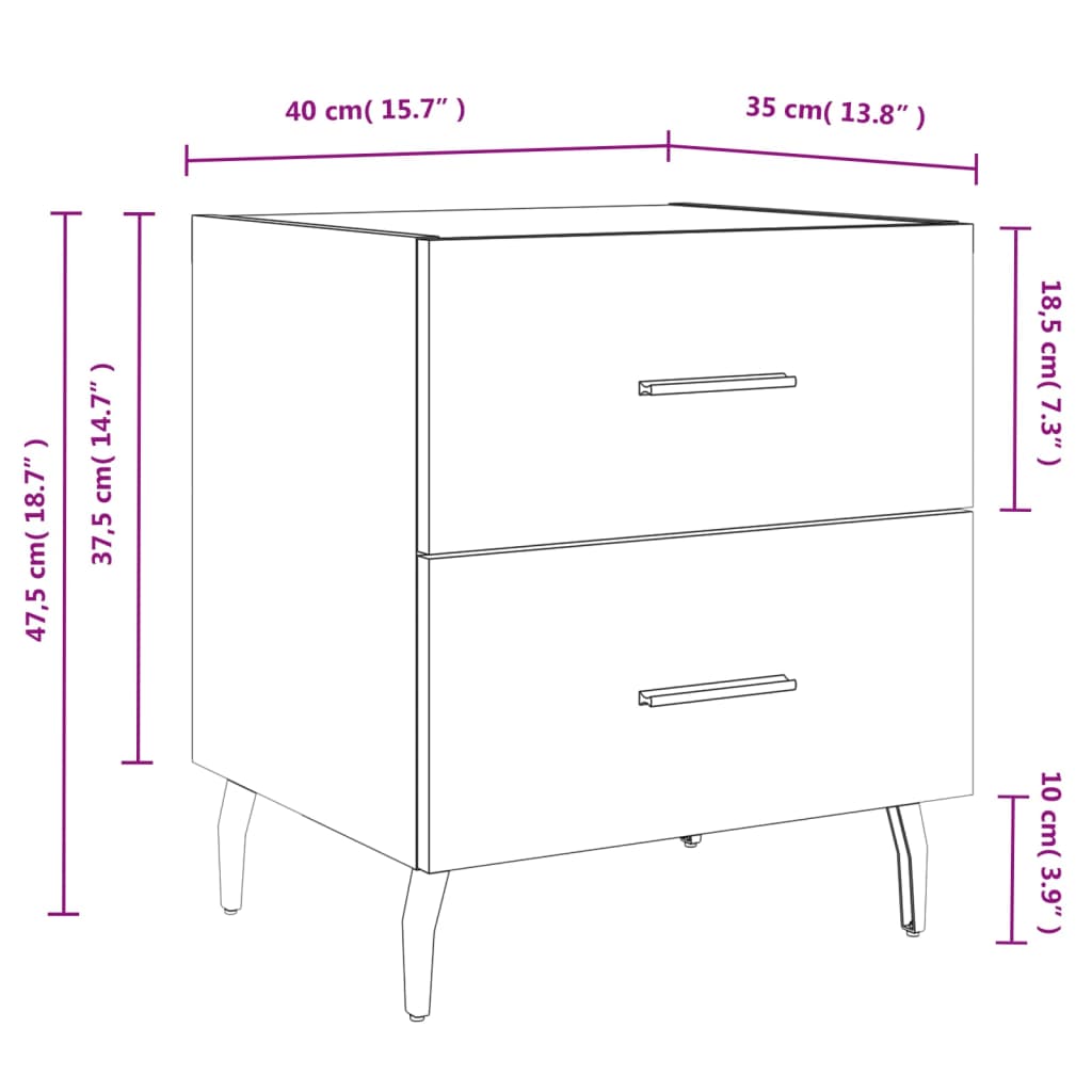 vidaXL Bedside Cabinets 2 pcs Sonoma Oak 40x35x47.5 cm Engineered Wood