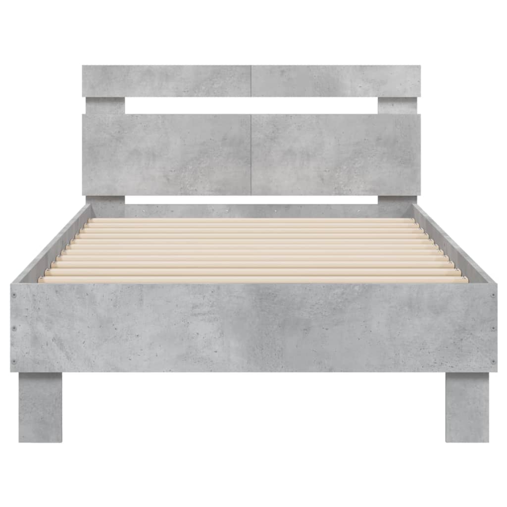 vidaXL Bed Frame without Mattress with Headboard Concrete Grey 100x200 cm